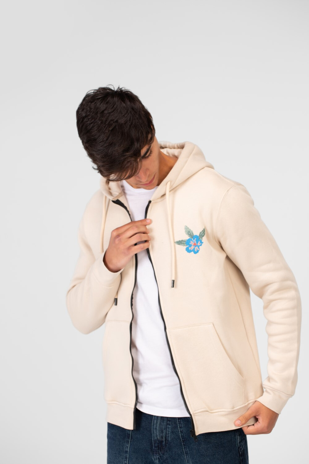 Men's Hood Sweatshirt With Full Zipper And Pockets