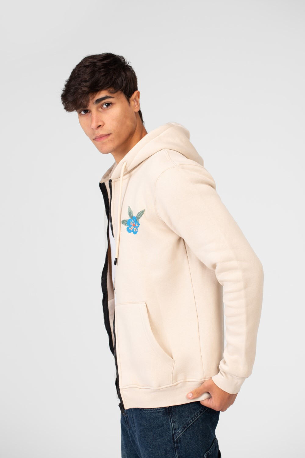 Men's Hood Sweatshirt With Full Zipper And Pockets