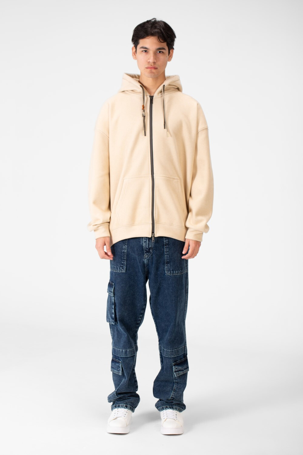 Men's Oversized Basic Hood Sweatshirt With Full Zippers