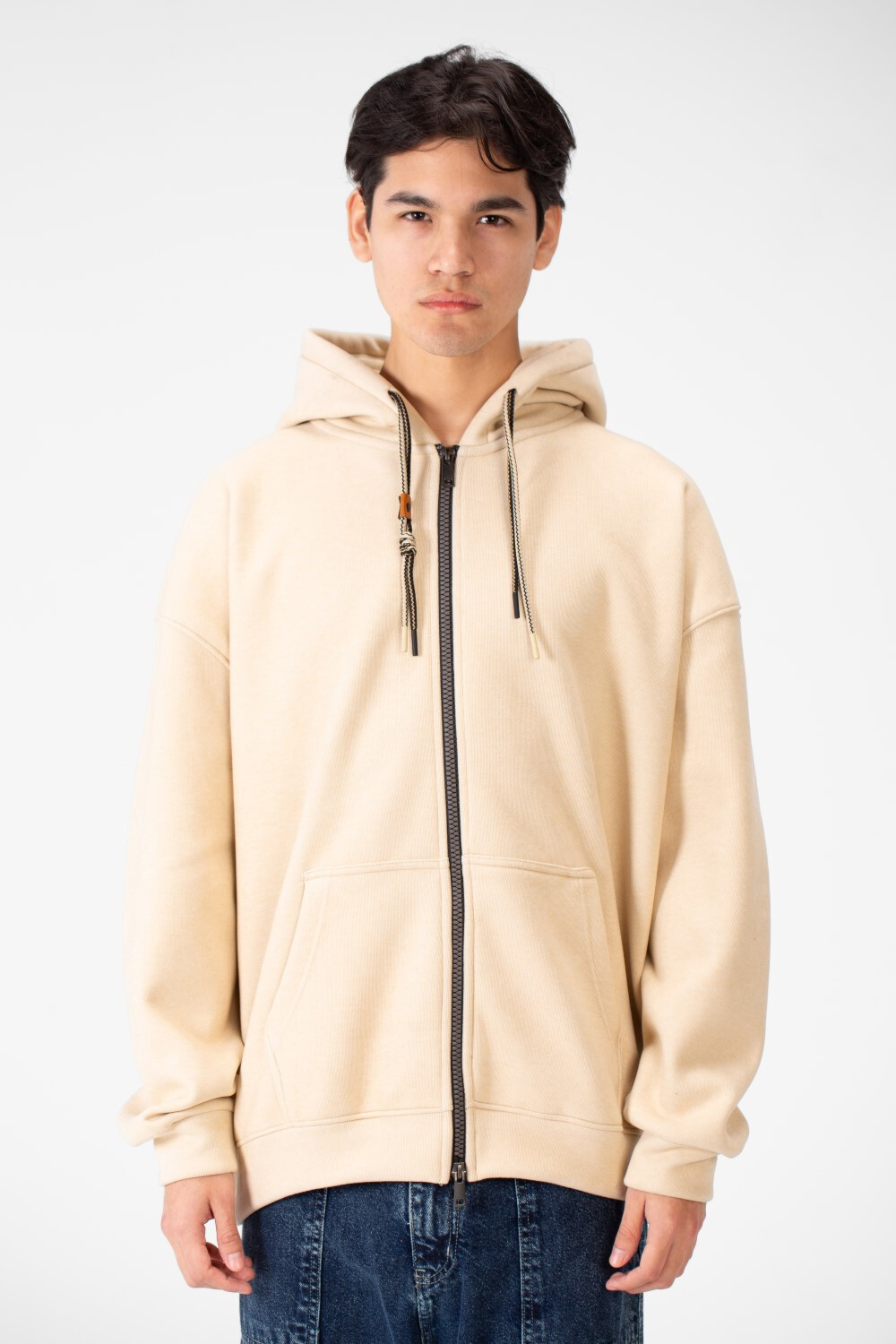 Men's Oversized Basic Hood Sweatshirt With Full Zippers