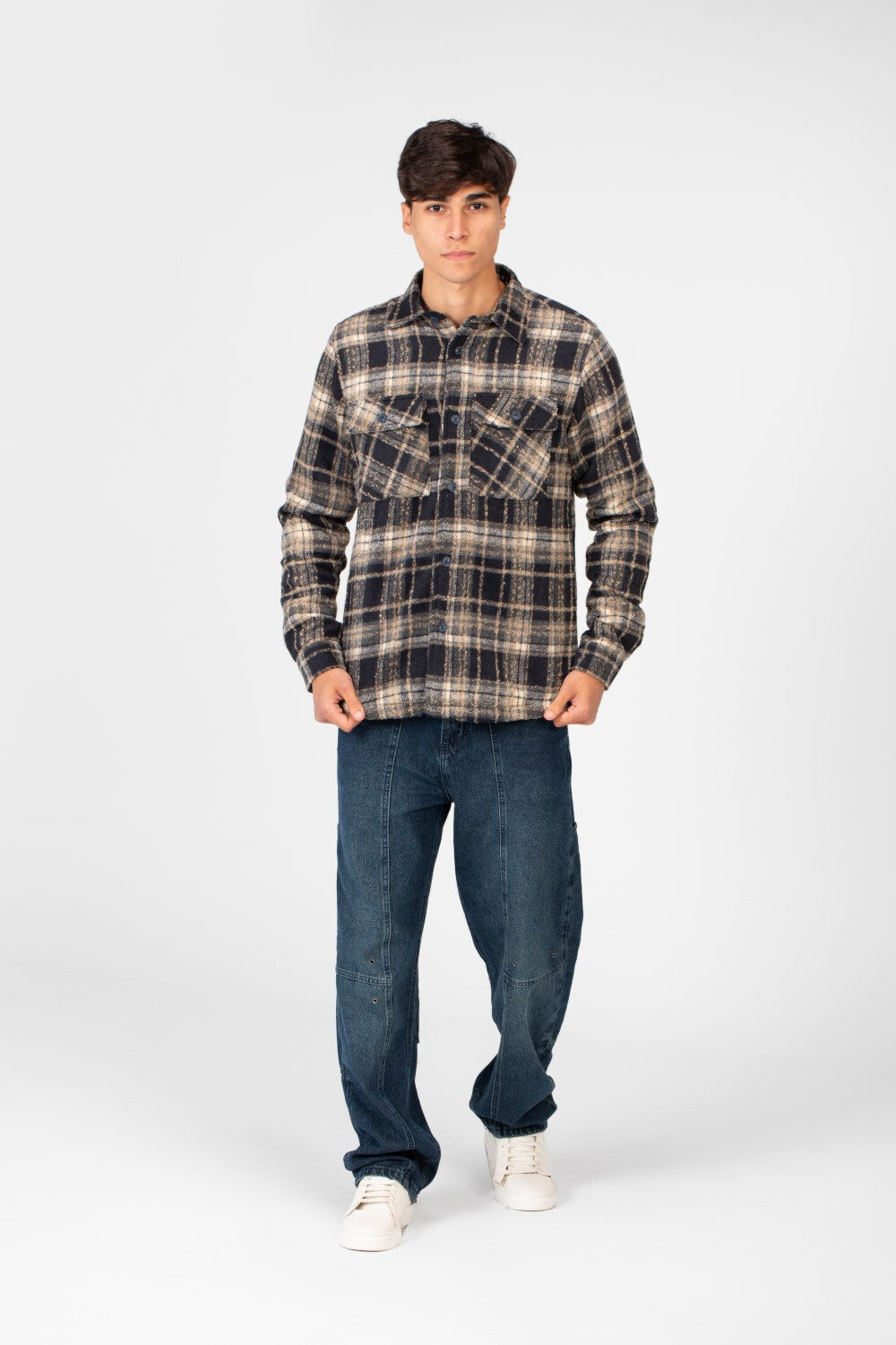 Men's Winter Fur Padded Shirt With Front Pockets