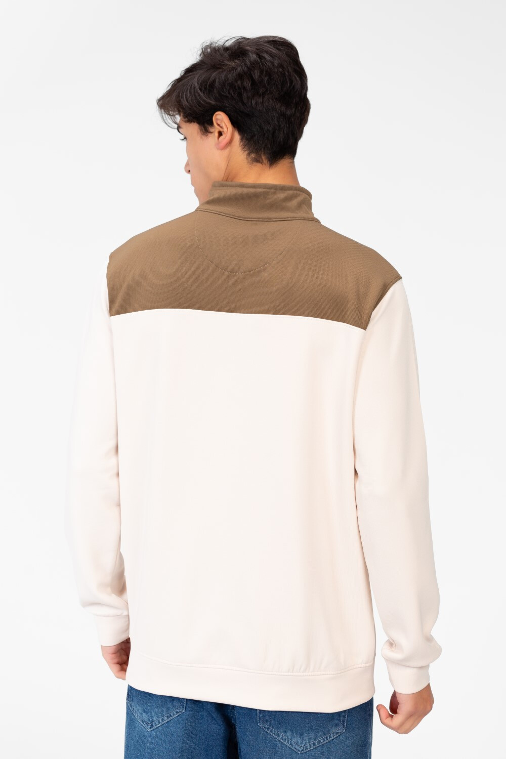 Men's Sweatshirt With High Collar And Zipper Closure
