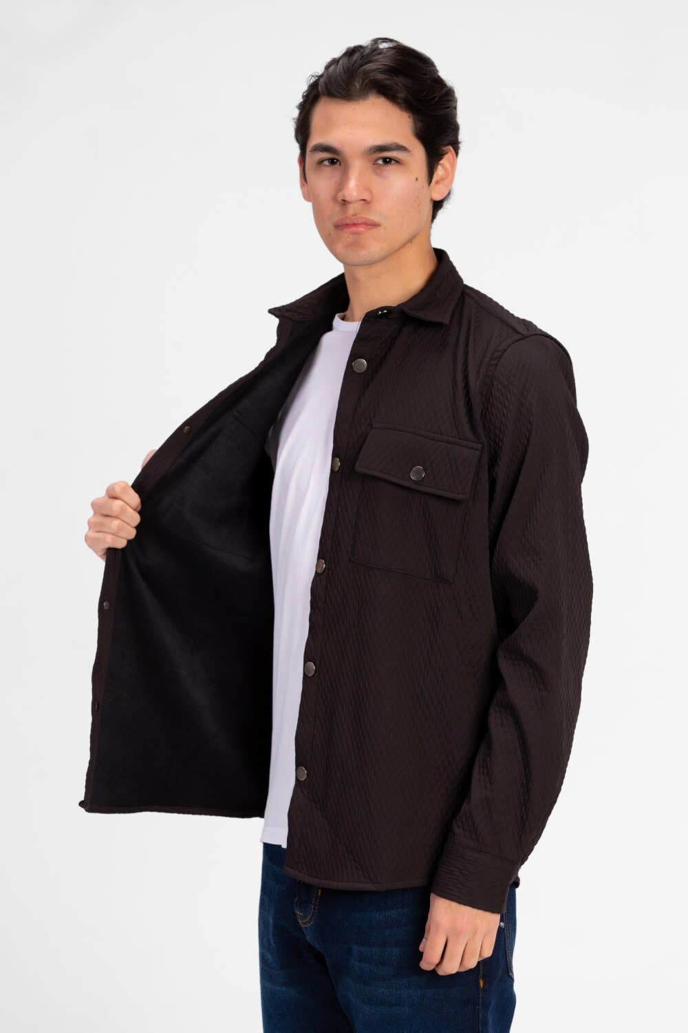 Men's Slim Fit Velvet Front Button Shirt