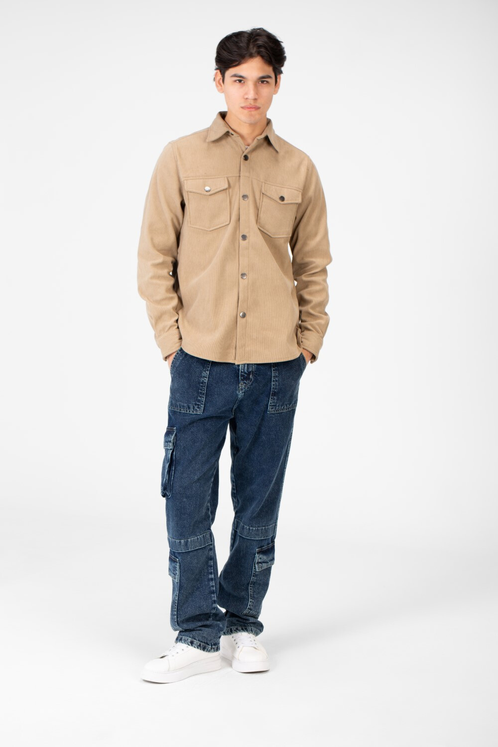 Men's Velvet Long Sleeves Shirt With Front Pockets