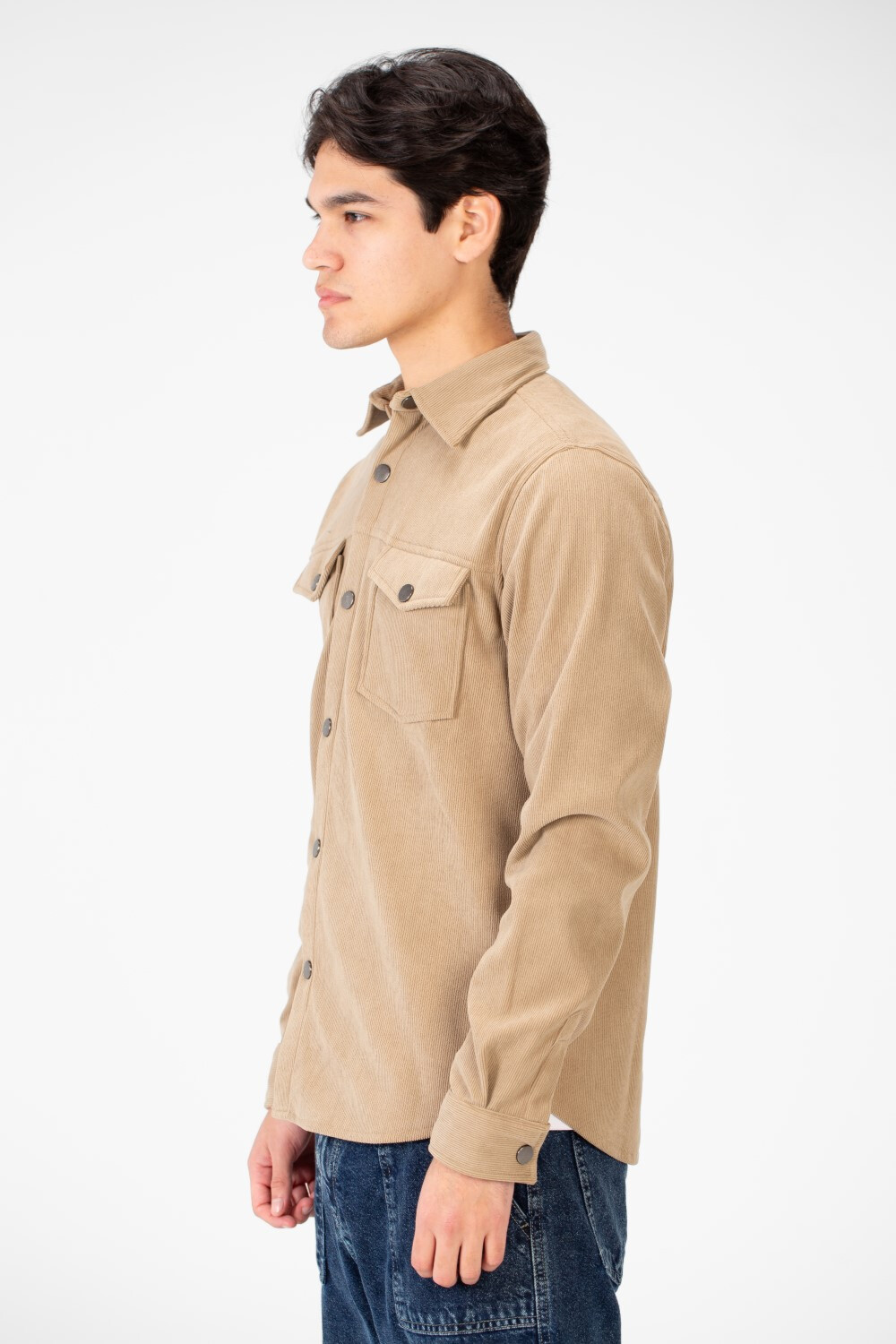 Men's Velvet Long Sleeves Shirt With Front Pockets