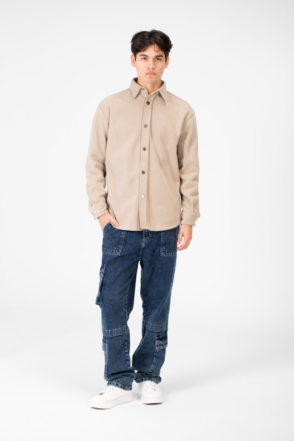 Men's Basic Winter Shirt In Practical and Comfortable Velvet Material