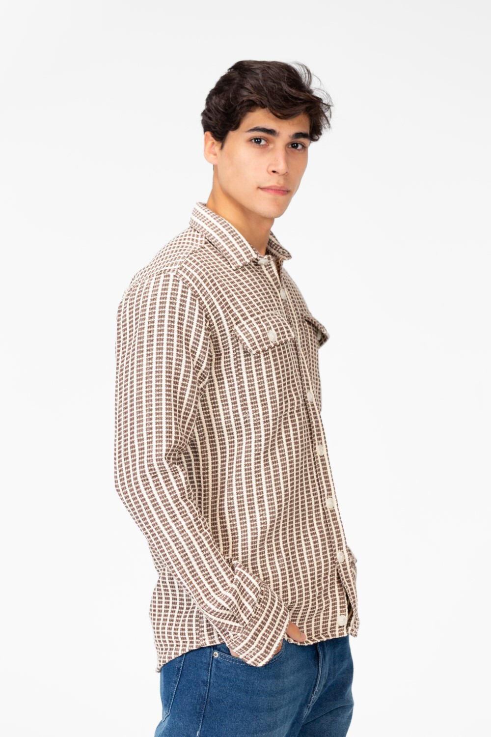 Men's Striped Slim Fit Shirt With Front Pockets
