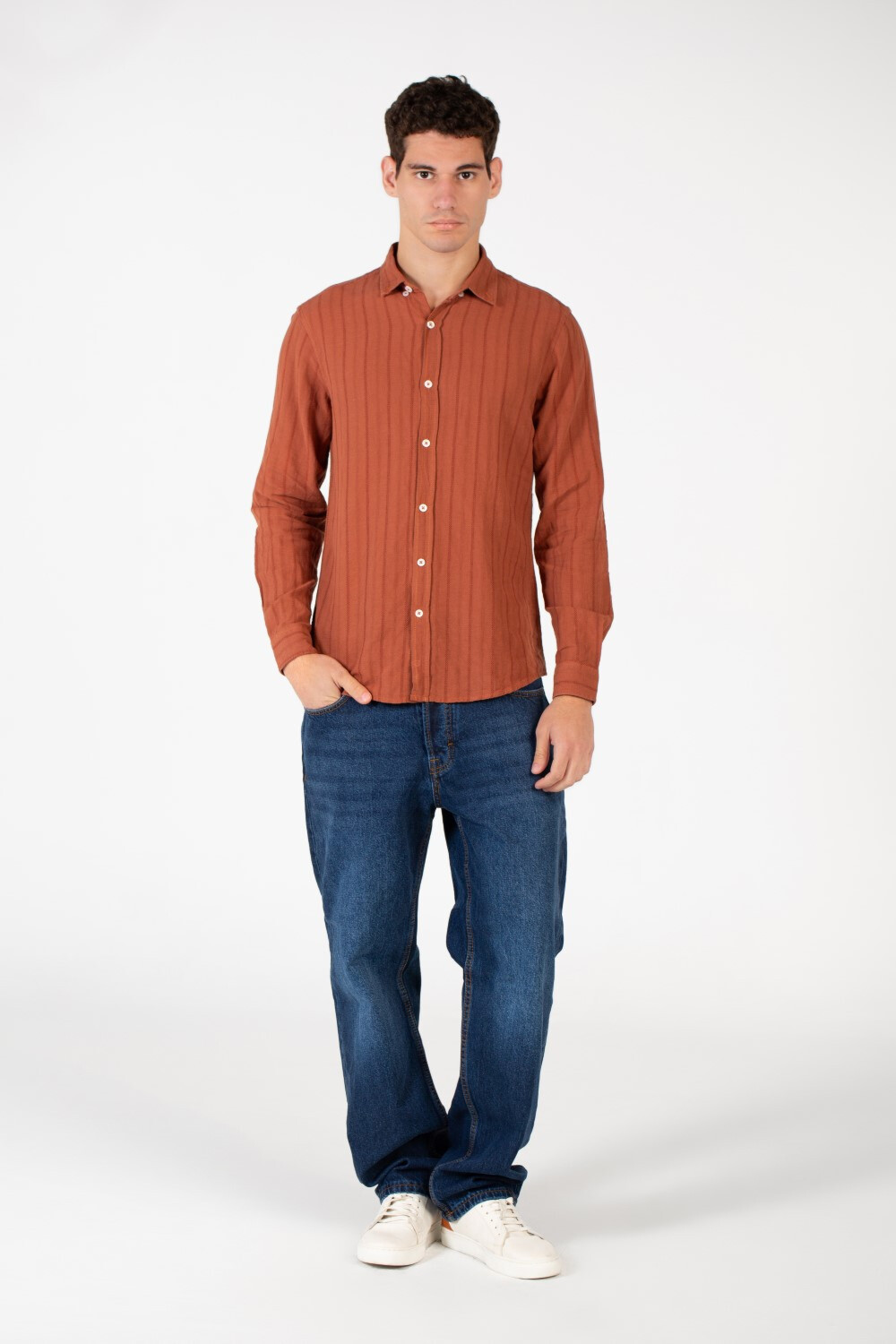 Men's Slim Fit Striped Poplin Shirt