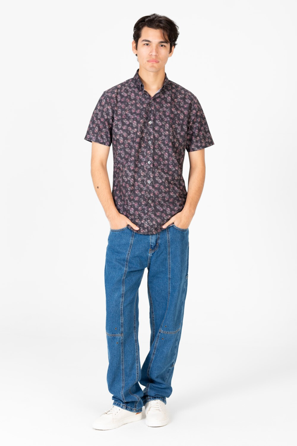 Men's Slim Fit Dotted Half Sleeve Shirt
