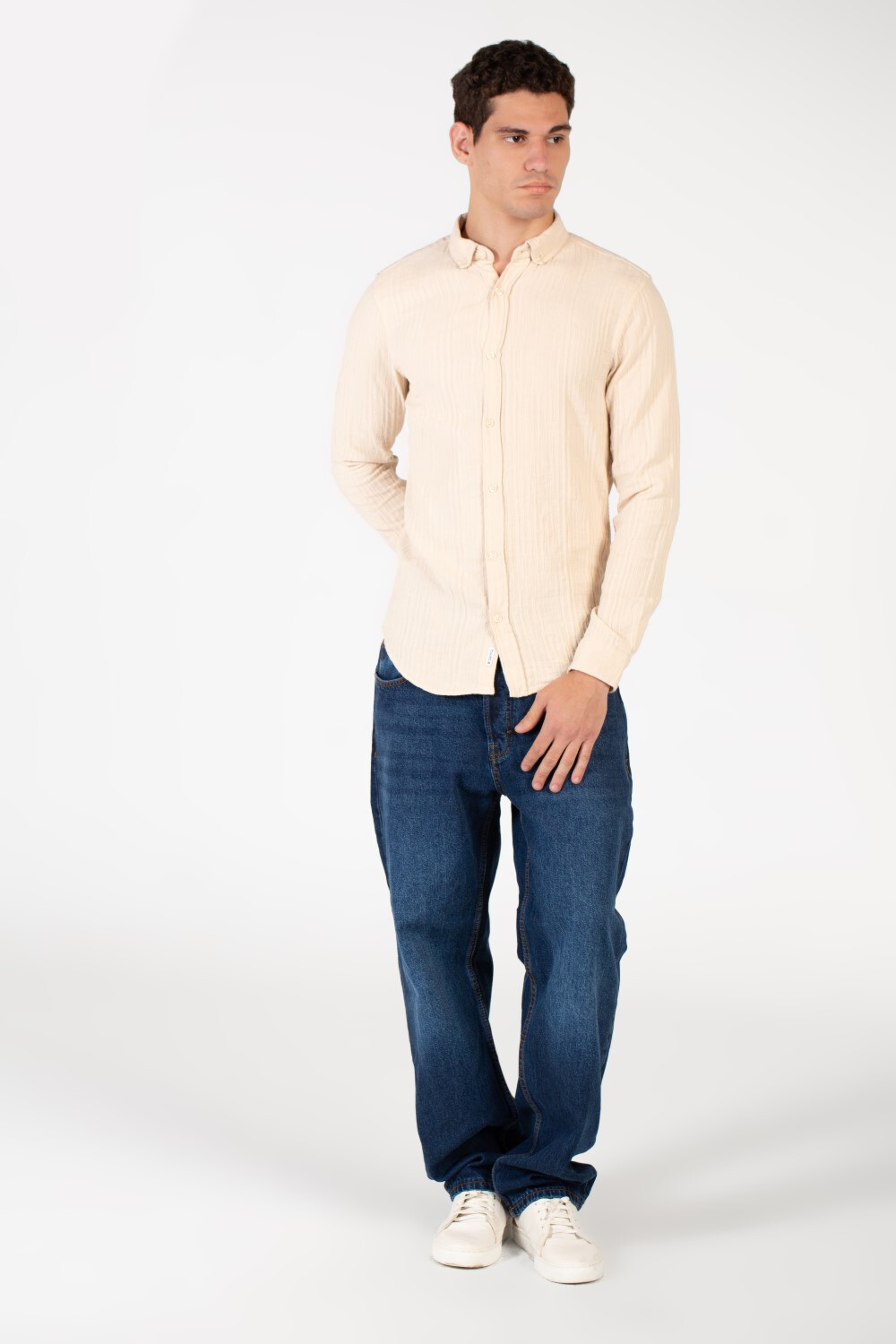 Men's Basic Slim Fit Collar Long Sleeve Shirt
