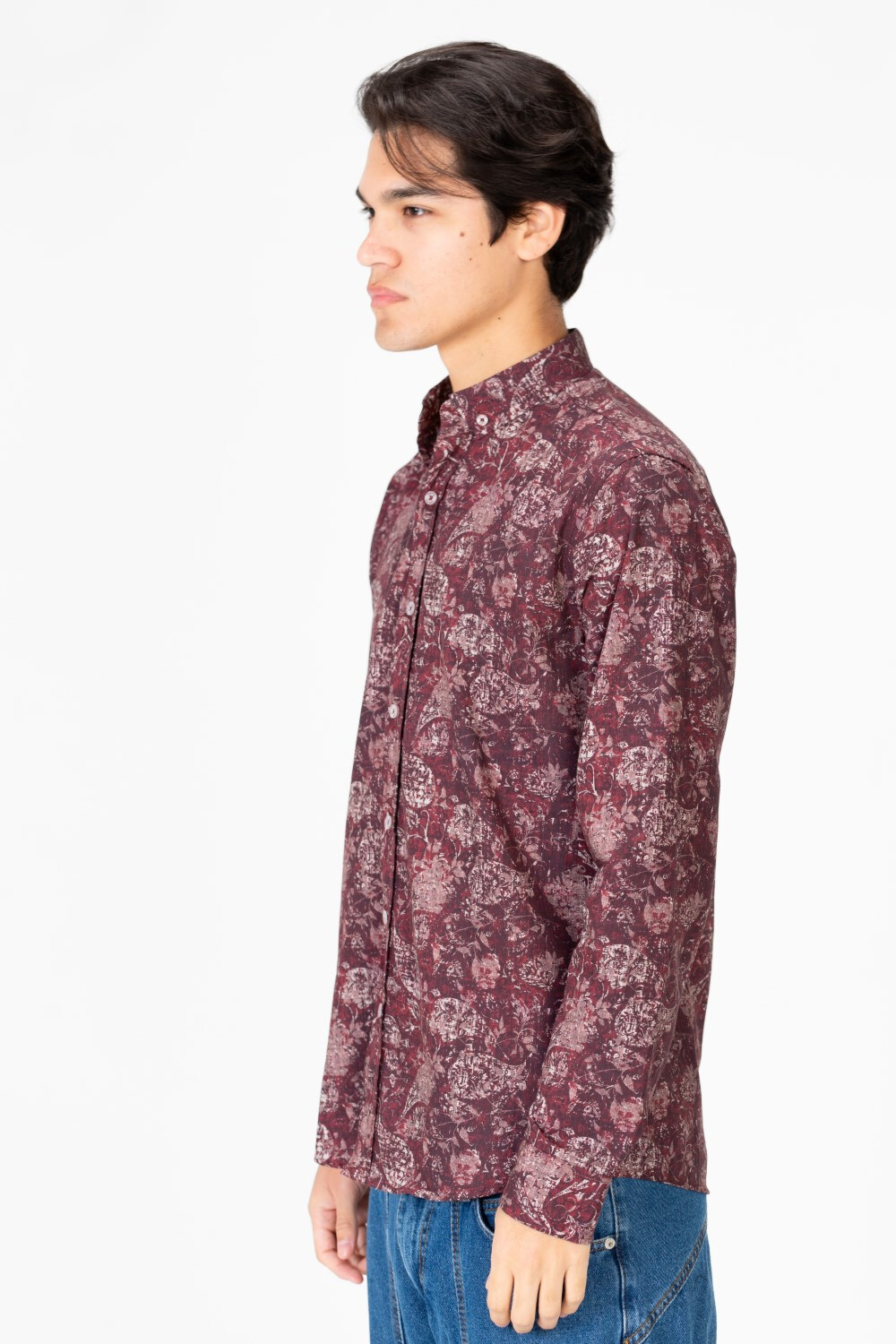 Men's Slim Fit Printed Poplin Half Sleeve Shirt