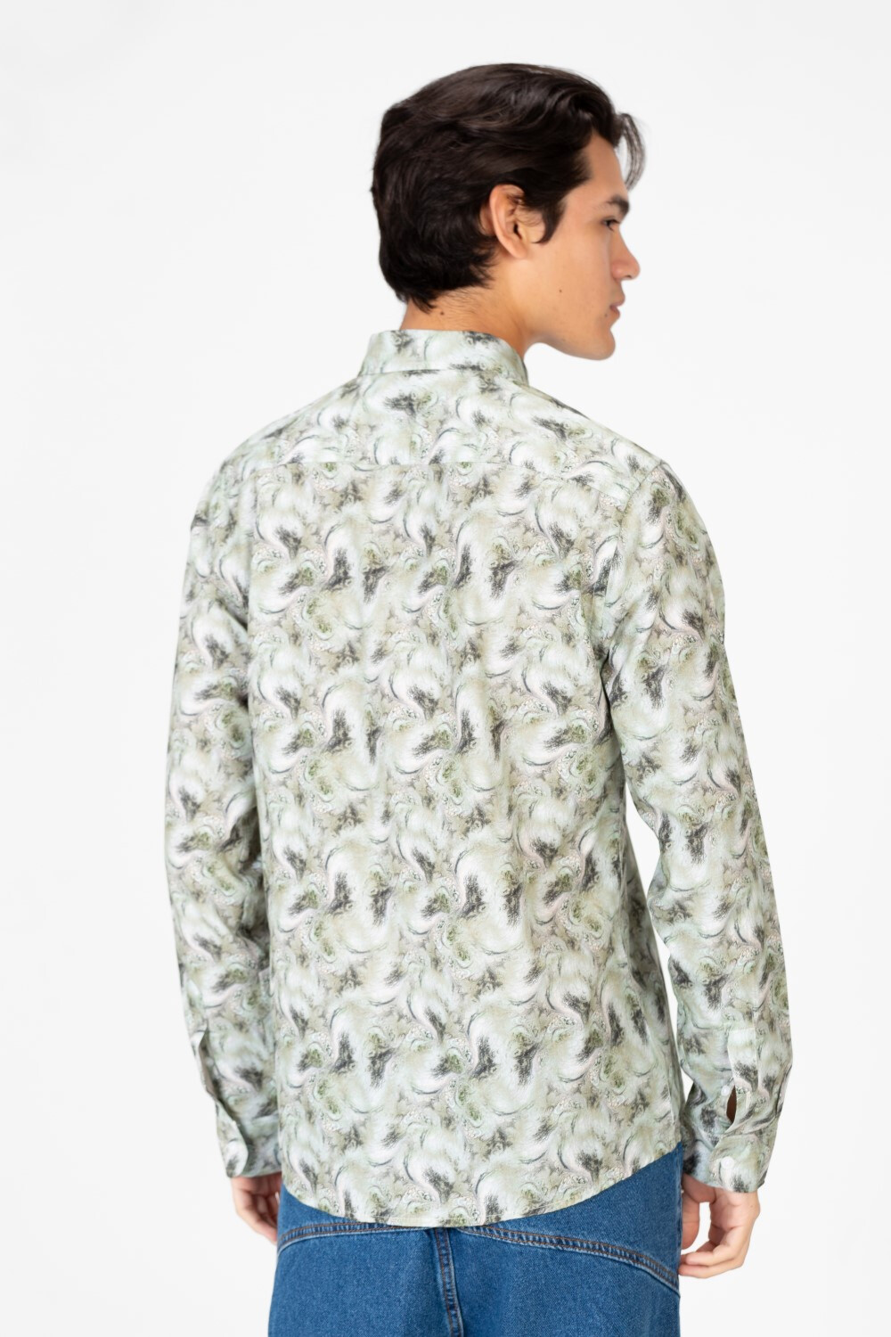 Men's Printed Long Sleeve Button Shirt