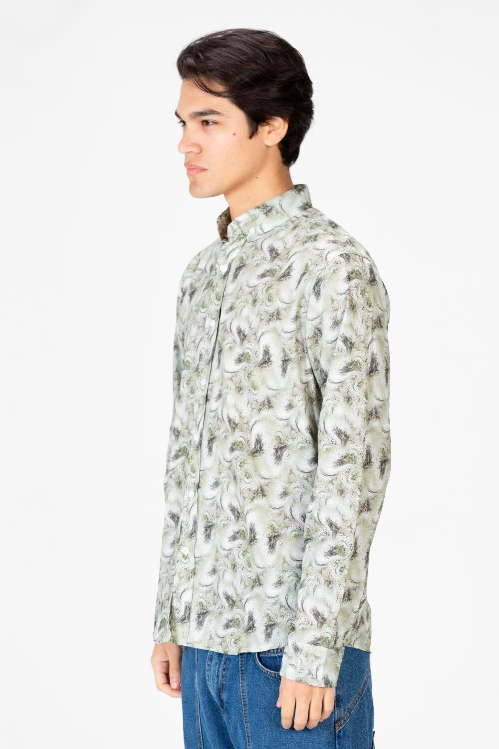 Men's Printed Long Sleeve Button Shirt