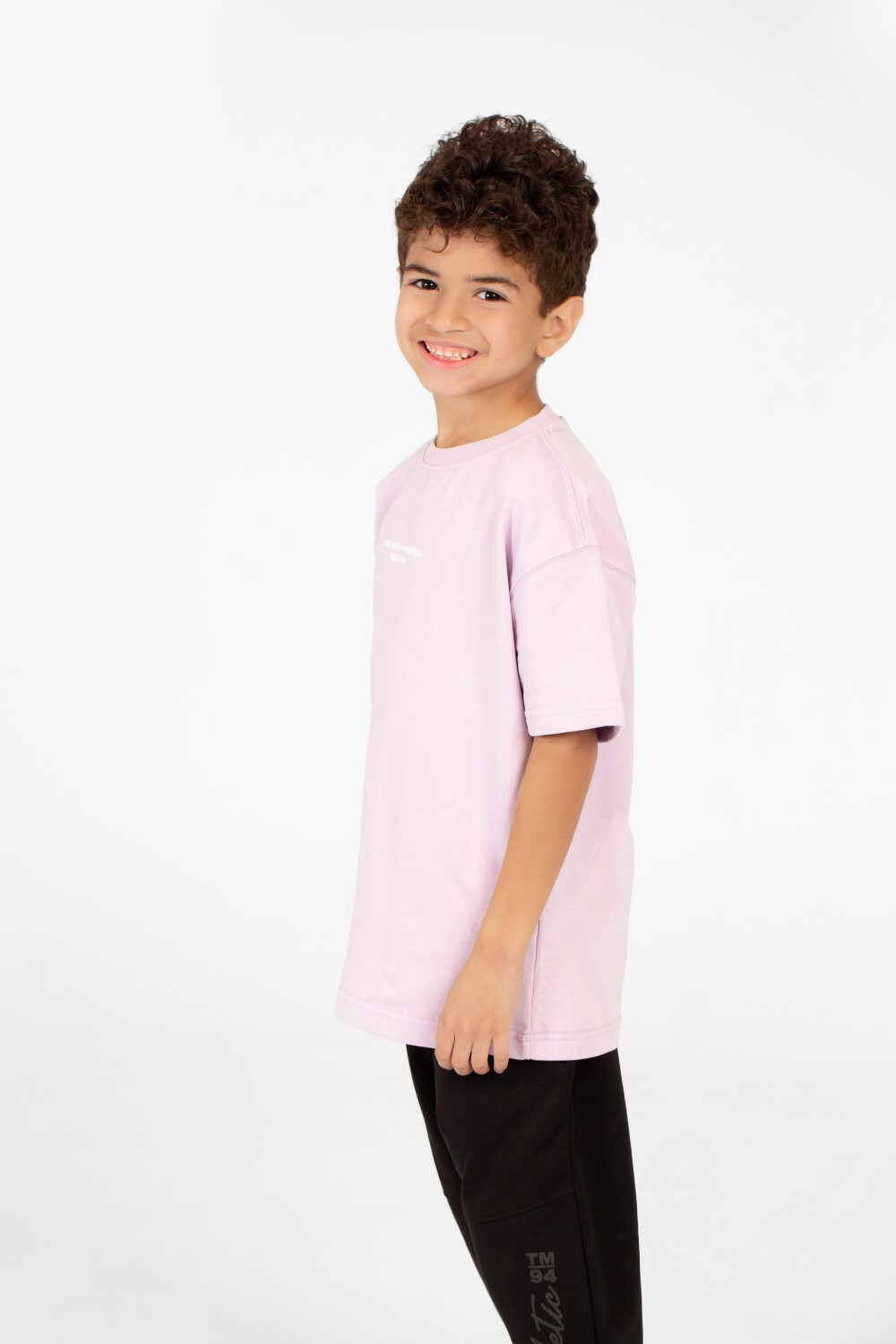 Boy's Oversized Short Sleeved Text Print T-shirt