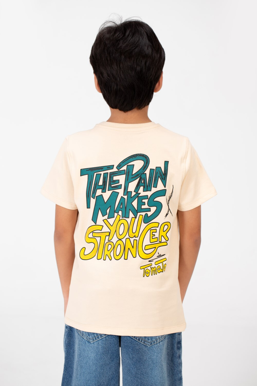 Boy's Crew Neck Text Print T-Shirt