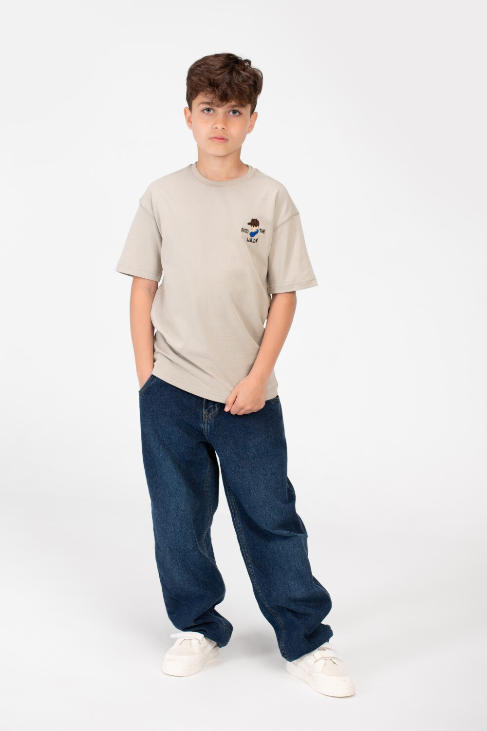 Boy's Oversized Printed Crew Neck T-Shirt