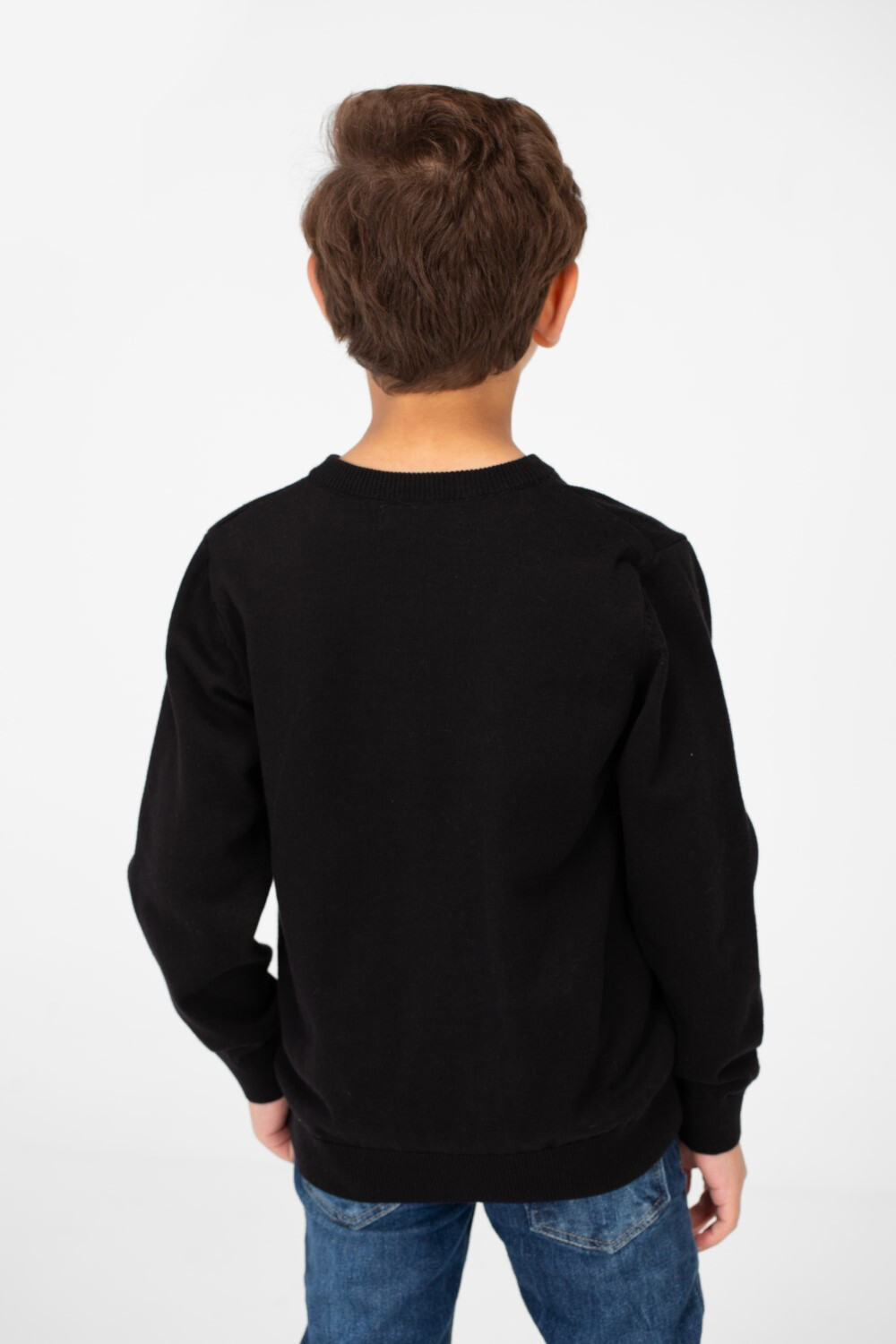 Boy's Basic Classic V Neck Pullover Sweater With Long Sleeves 