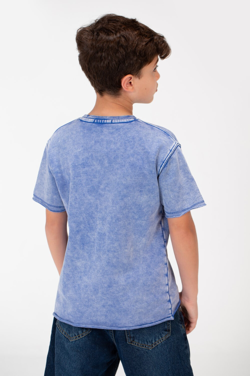 Boy's Basic Half Sleeve Washed T-Shirt