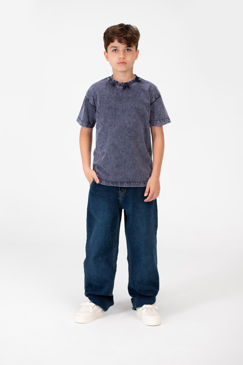 Boy's Basic Crew Neck Washed T-Shirt