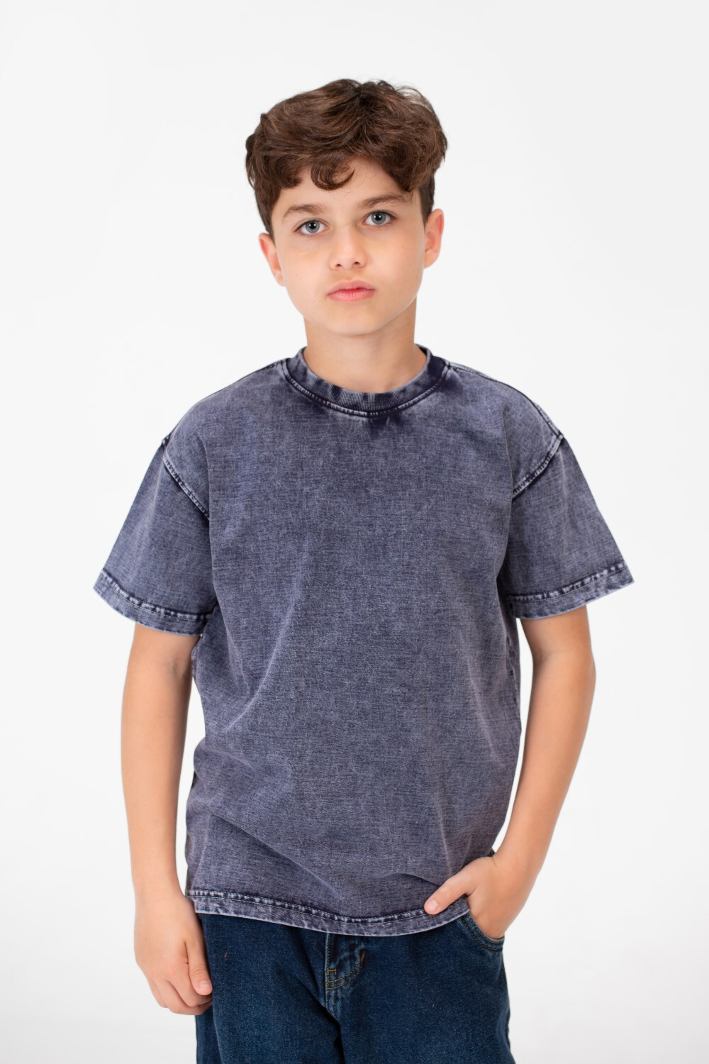 Boy's Basic Crew Neck Washed T-Shirt