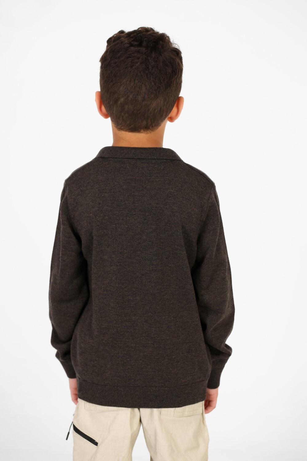 Boy's Cotton Long sleeves Polo Pullover Sweater