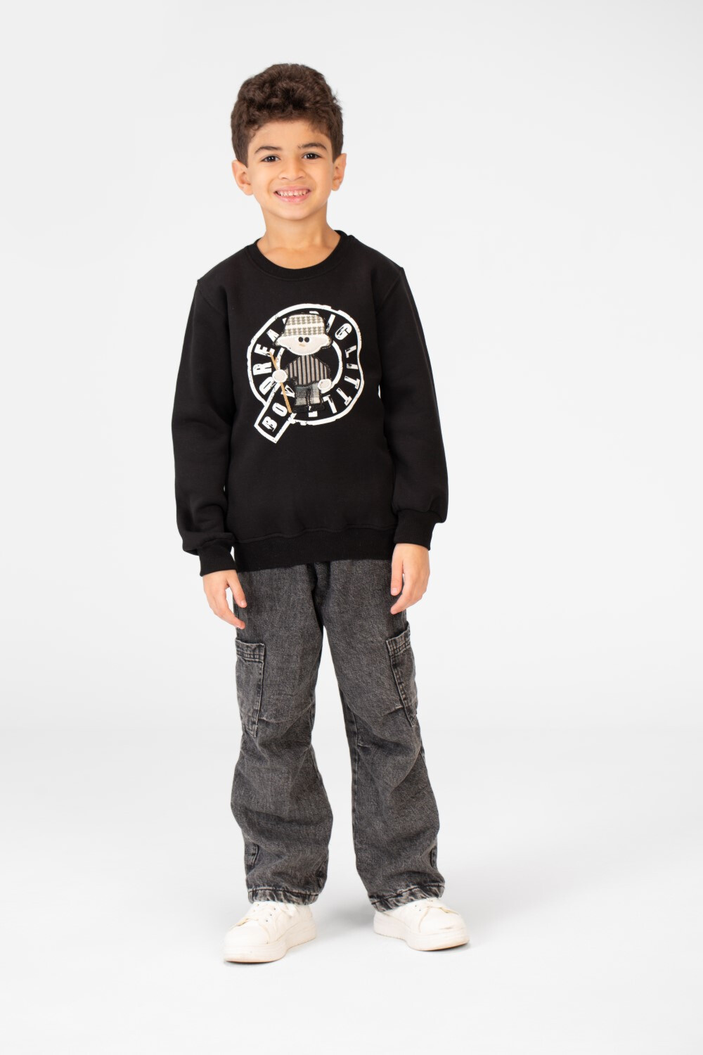 Boy's Round Neck With A Graphic Print On The Front Sweatshirt