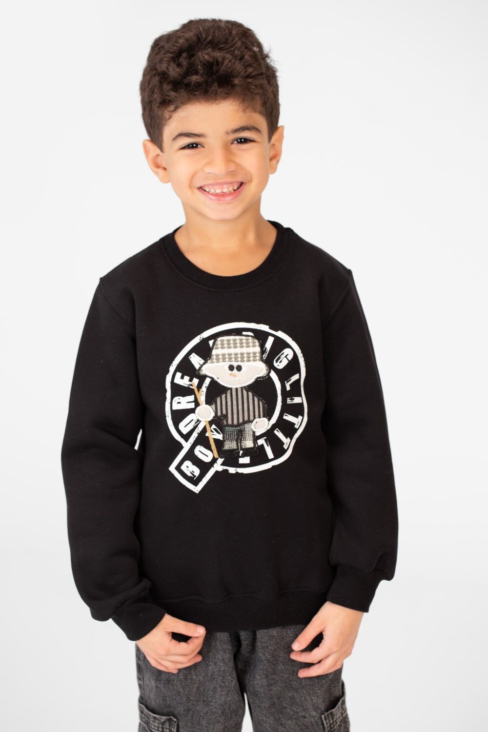Boy's Round Neck With A Graphic Print On The Front Sweatshirt