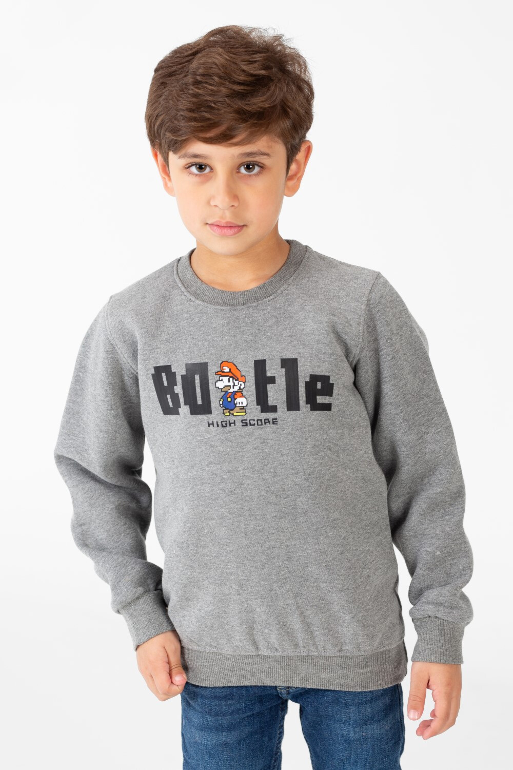 Boy's Printed Round Neck Sweatshirt With Long Sleeves