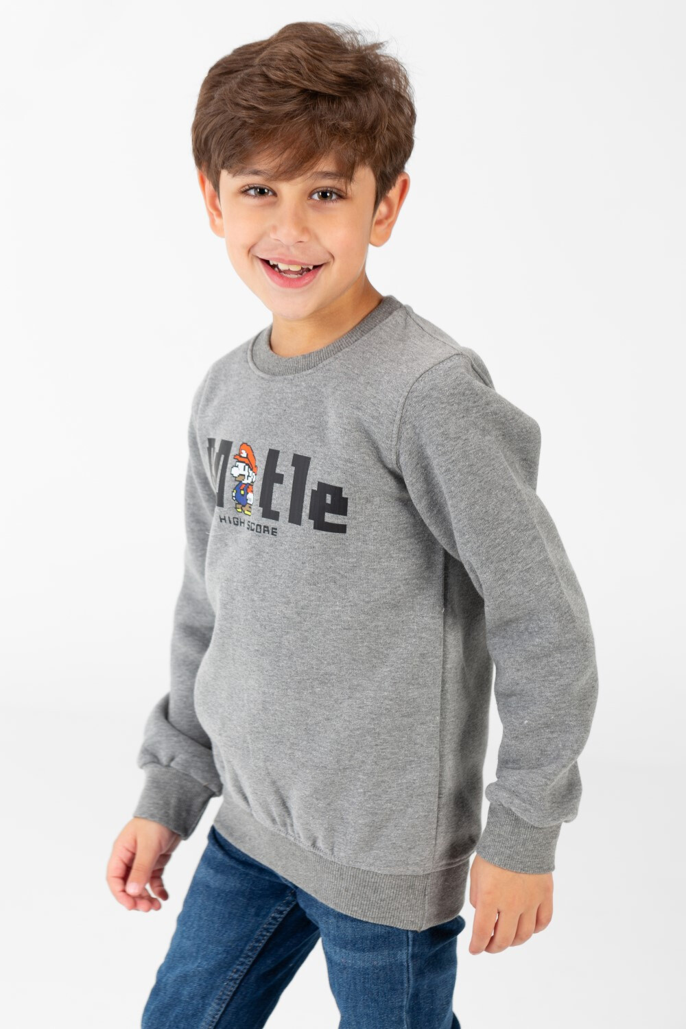 Boy's Printed Round Neck Sweatshirt With Long Sleeves
