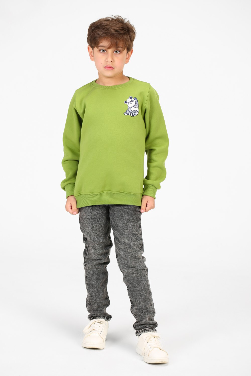 Boy's Crew Neck Panda Print Sweatshirt
