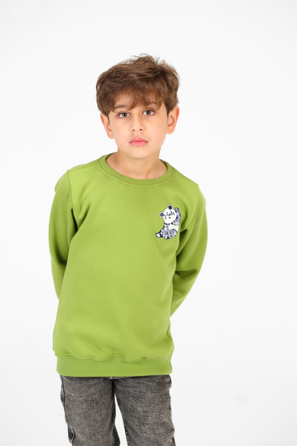 Boy's Crew Neck Panda Print Sweatshirt