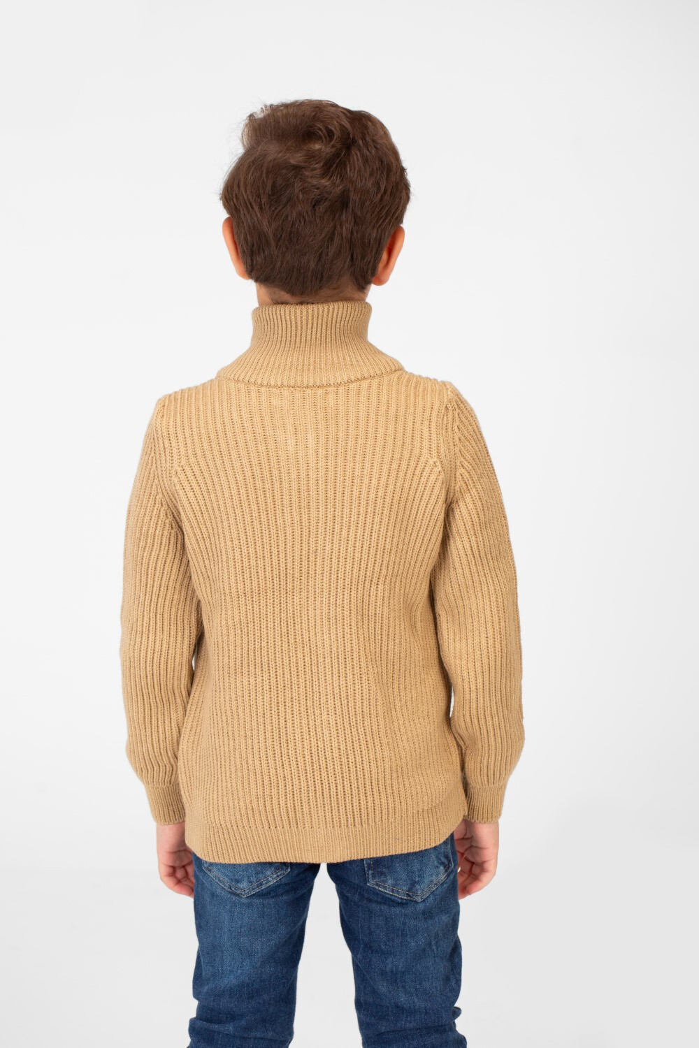 Boy's knit pullover with High Neck And Full Zip
