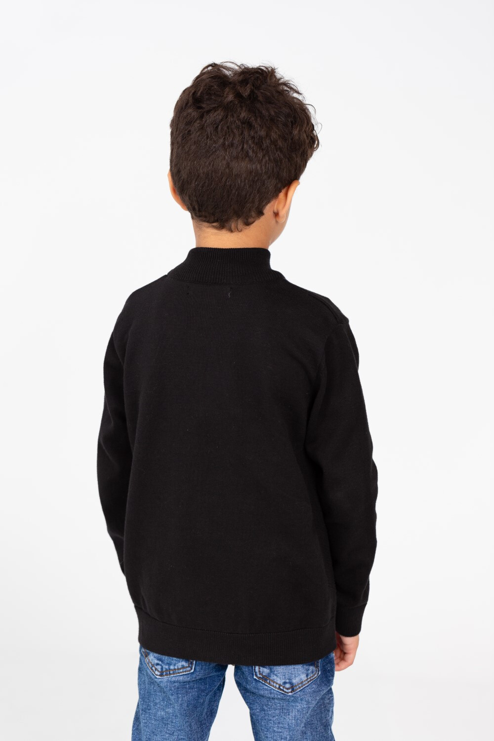 Boy's Pullover With Front Zipper And Long Sleeves