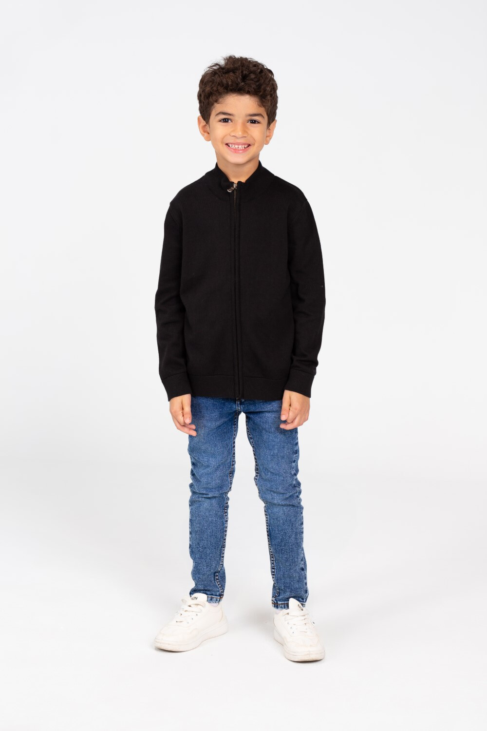 Boy's Pullover With Front Zipper And Long Sleeves