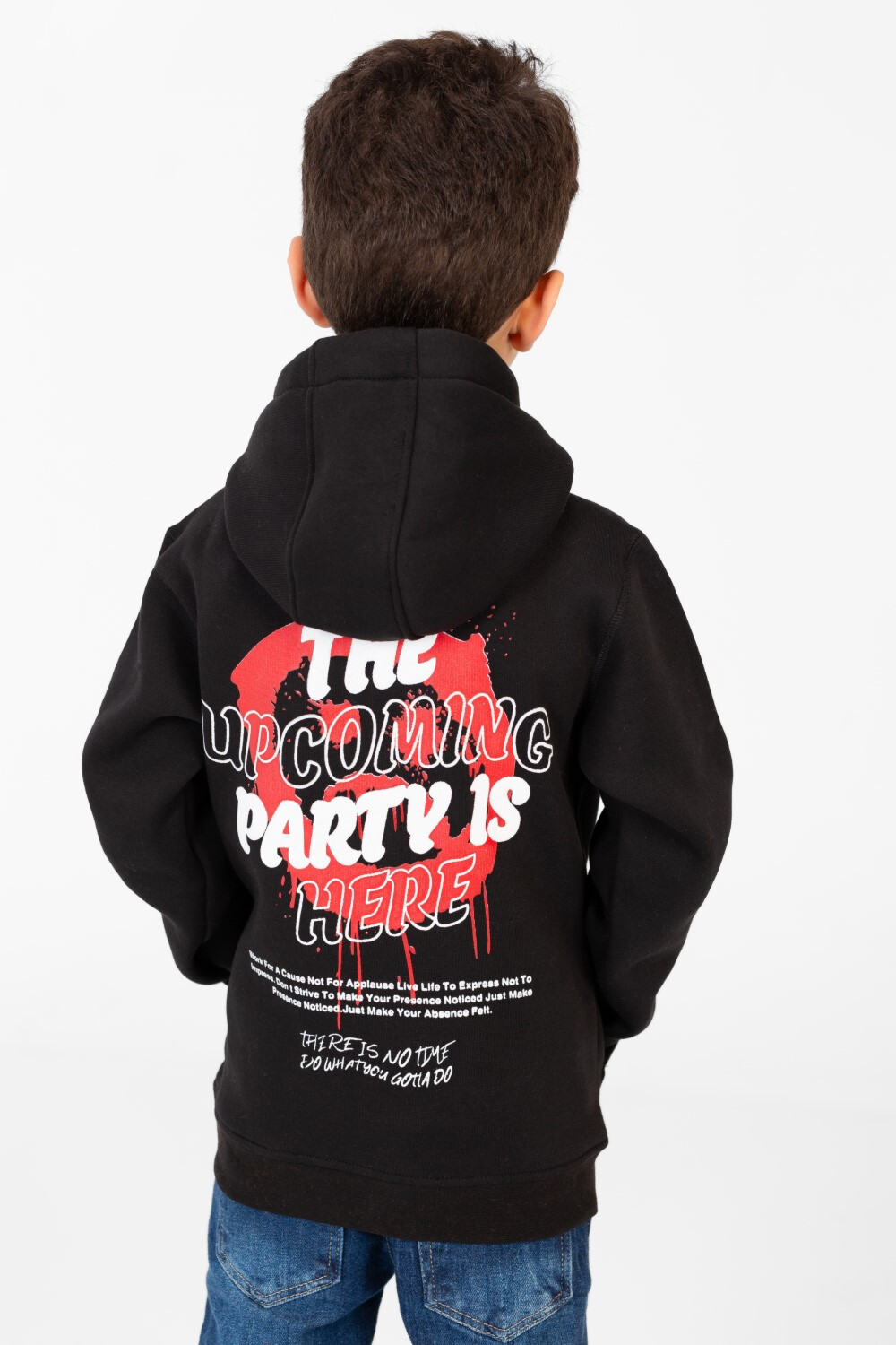 Boy's Sweatshirt With Kangaroo Pocket And Back Print