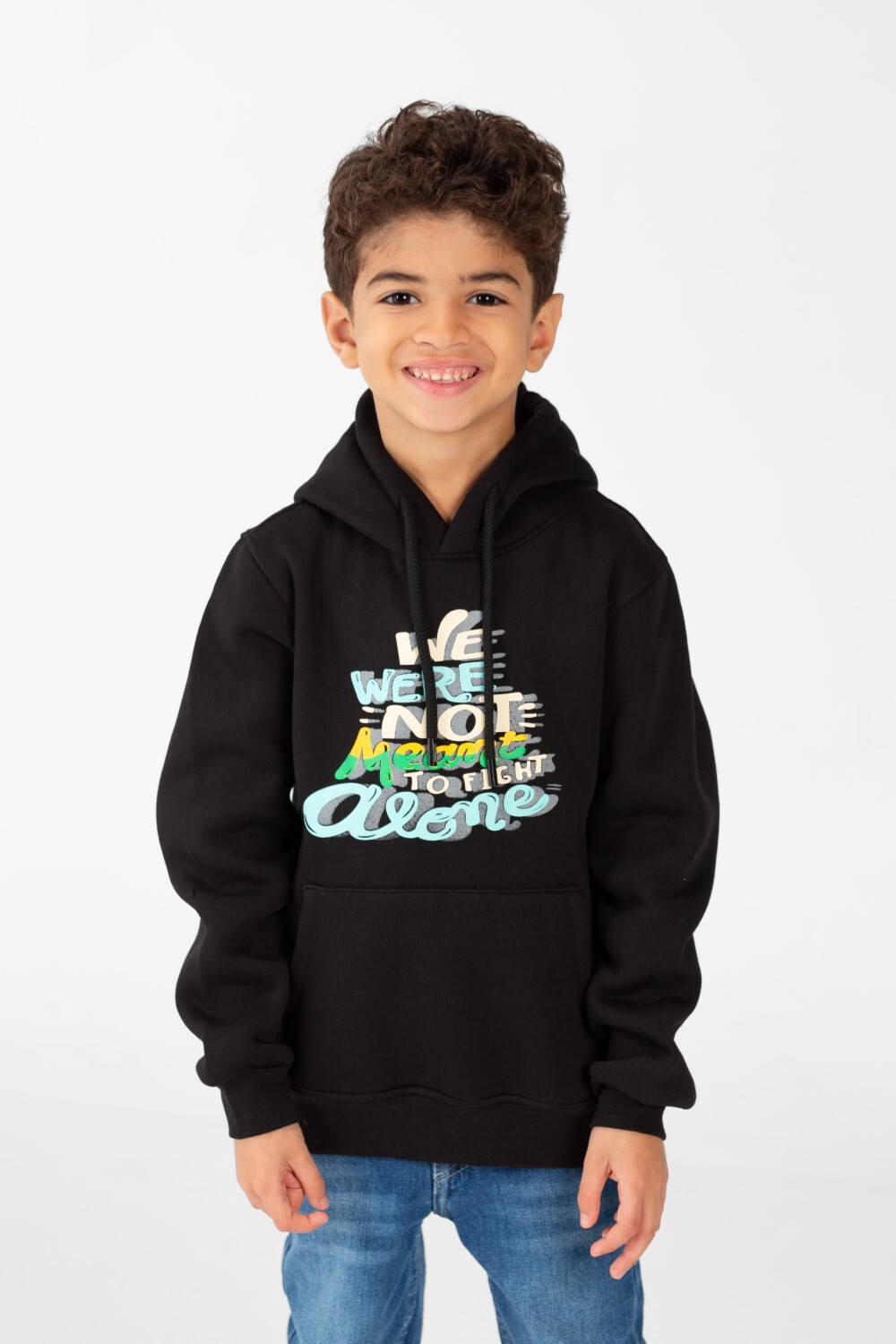 Boy's Hoodie Sweatshirt With Front Print And Long Sleeves