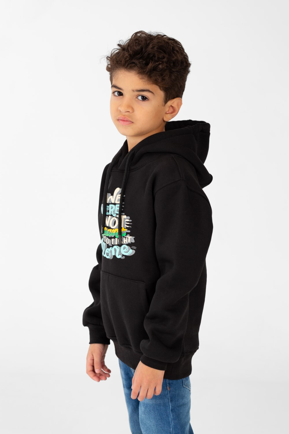 Boy's Hoodie Sweatshirt With Front Print And Long Sleeves