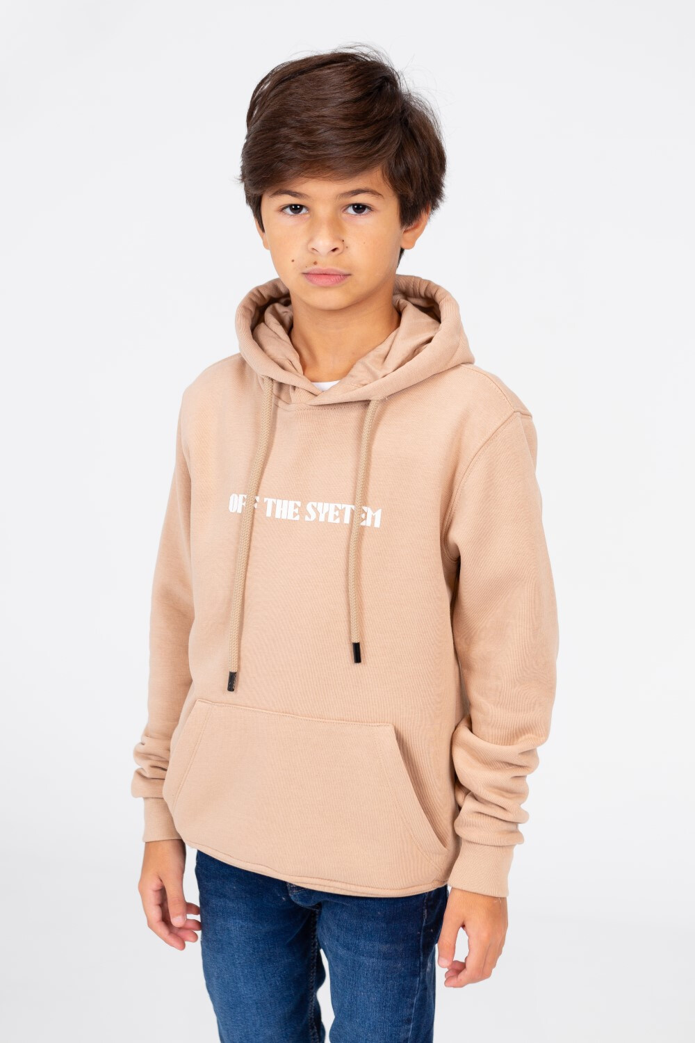 Boy's Hood Sweatshirt With Text Print On The Front