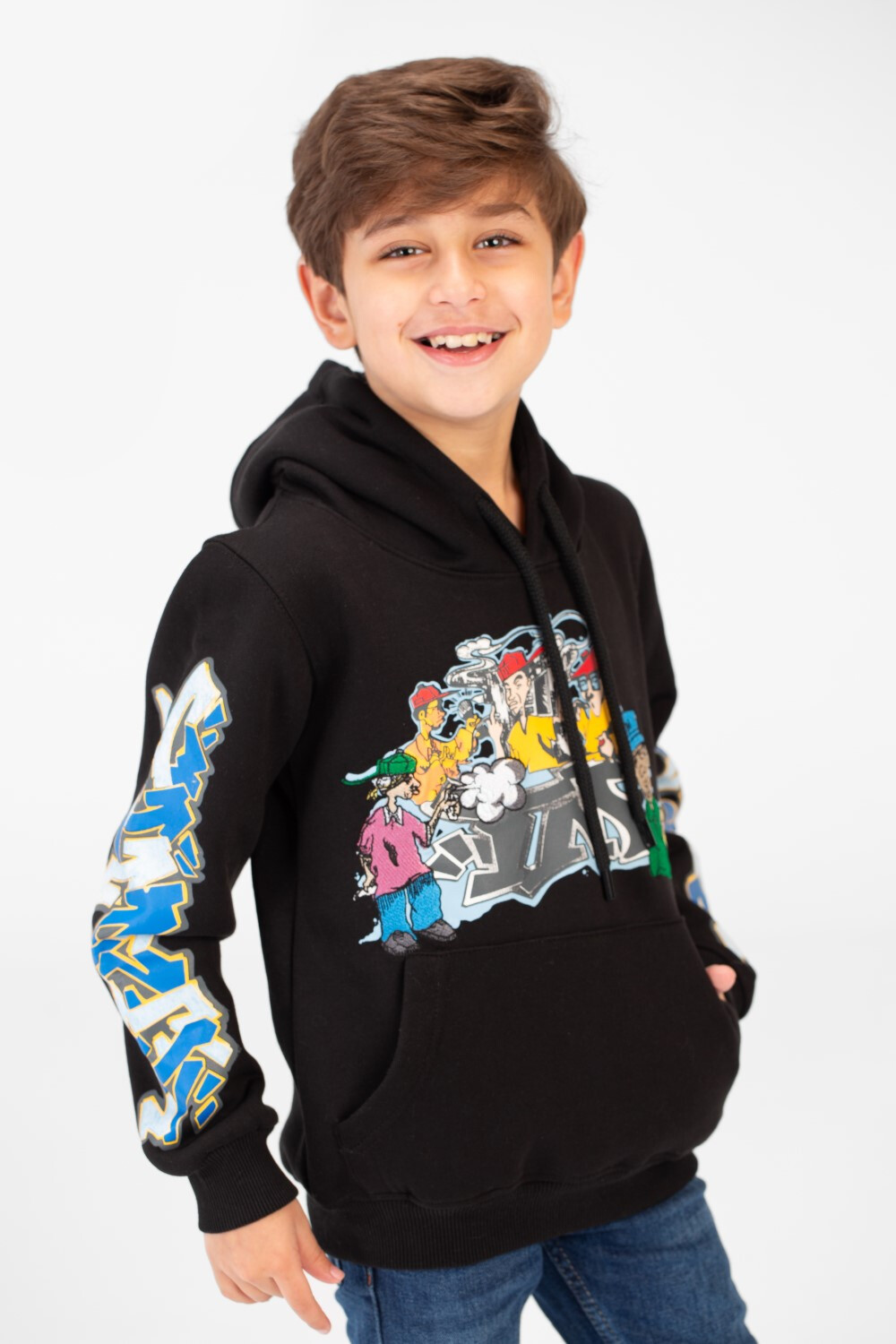 Boy's Printed Hoodie Sweatshirt With Front Pocket