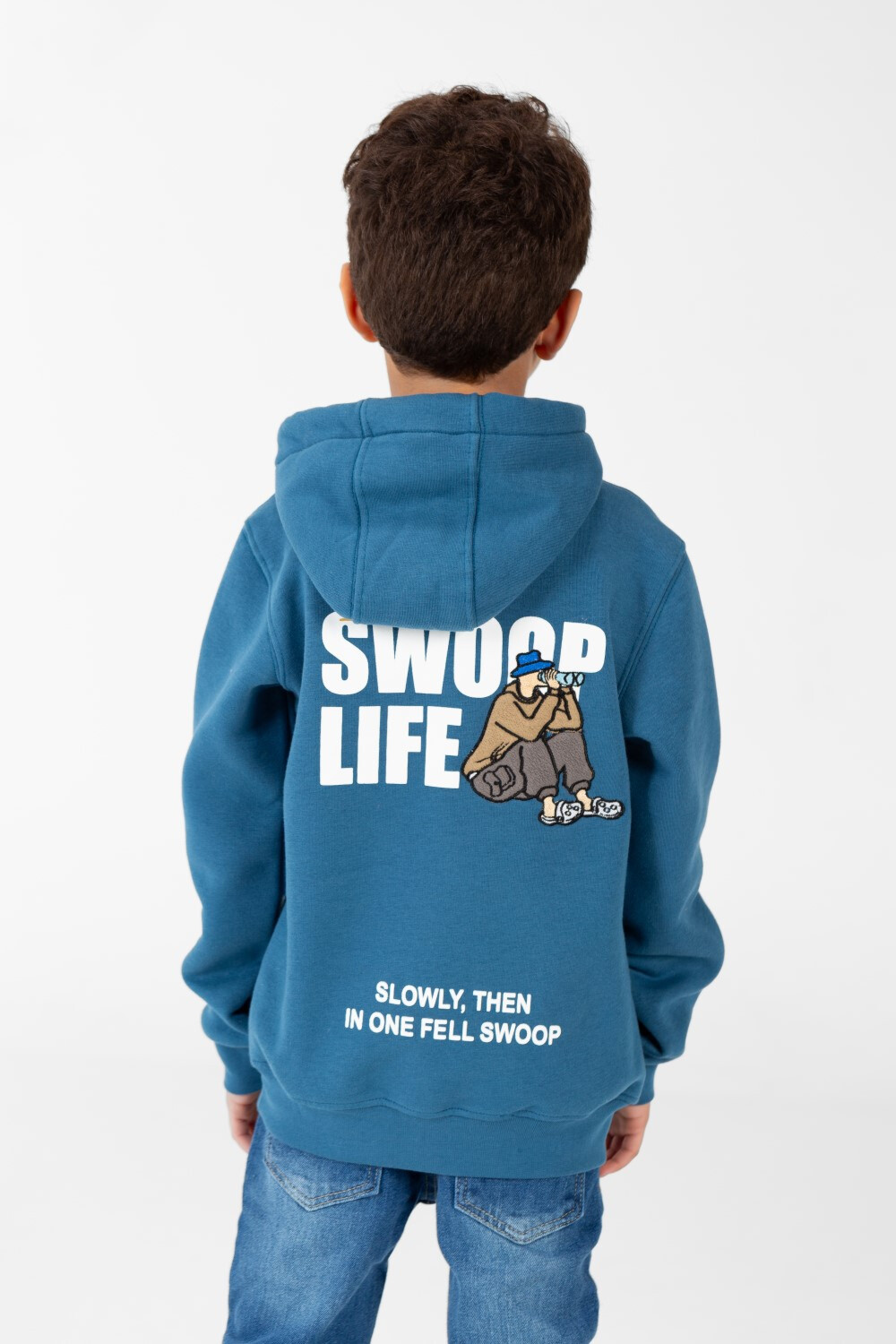 Boy's Sweatshirt With Hoodie Cut And Kangaroo Pocket