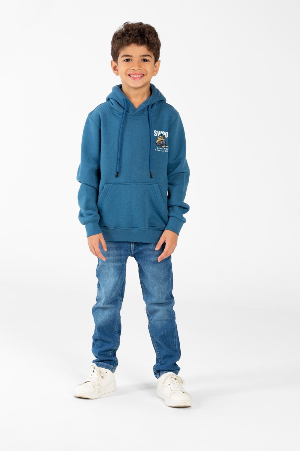Boy's Sweatshirt With Hoodie Cut And Kangaroo Pocket