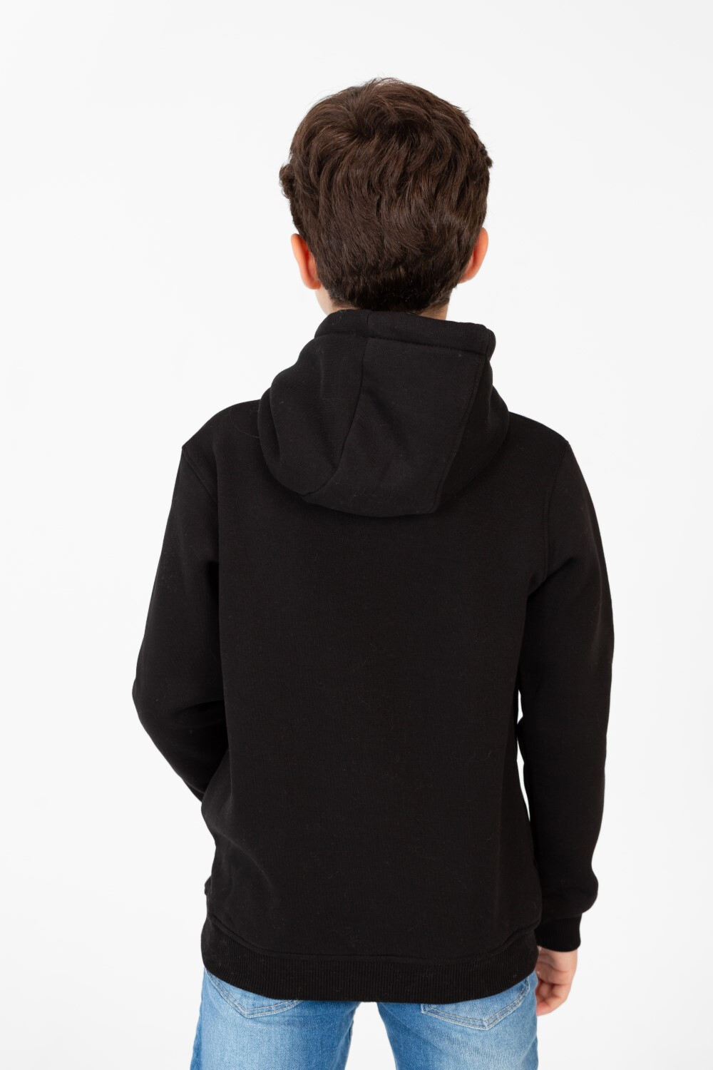Boy's Basic Plain Hoodie Sweatshirt With Kangaroo Pocket
