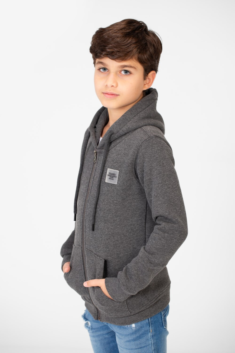 Boy's Basic Hoodie Sweatshirt With Full Zip Closure And Pockets
