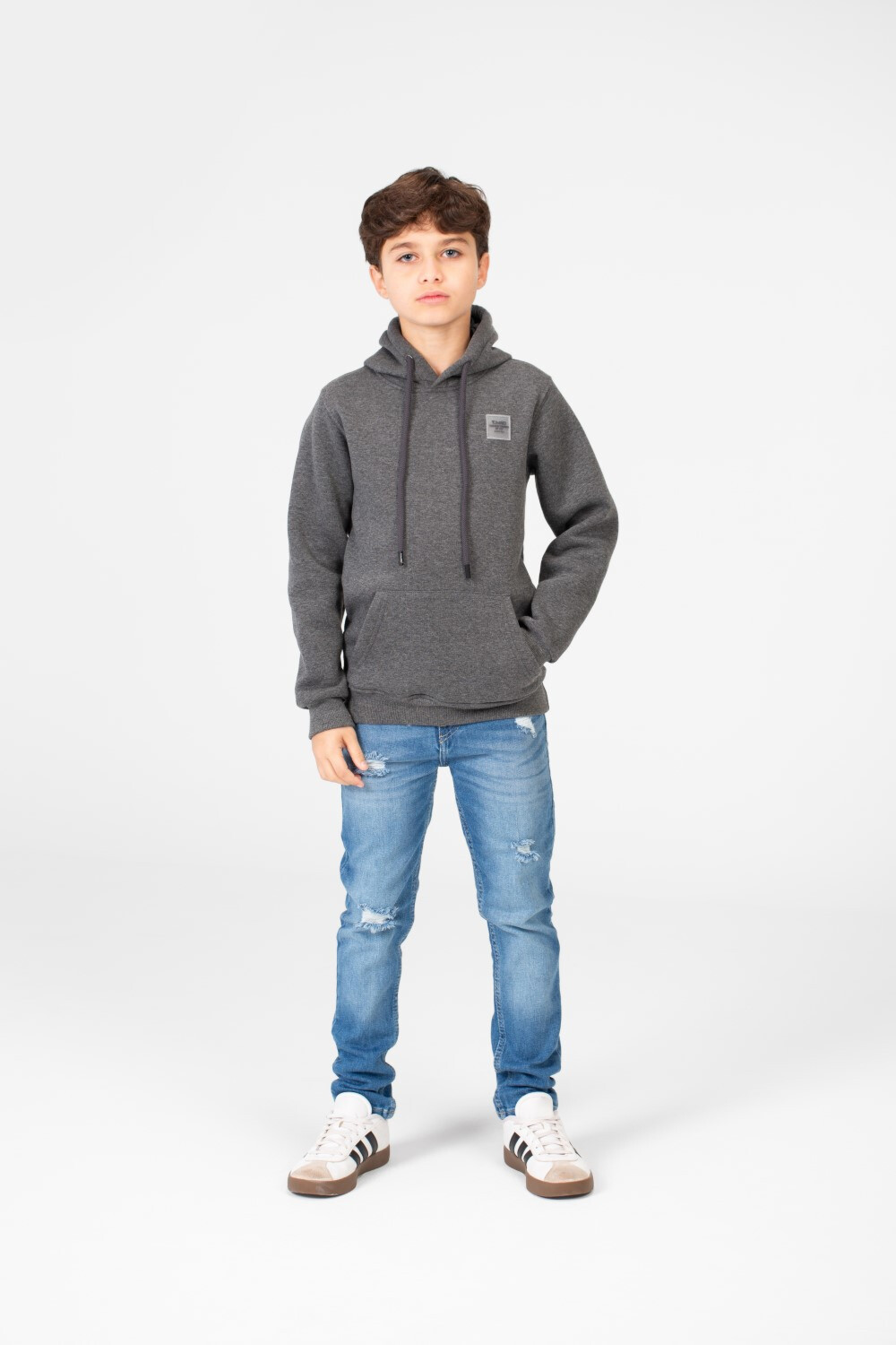 Boy's Basic Tomato Sweatshirt With Kangaroo Pocket