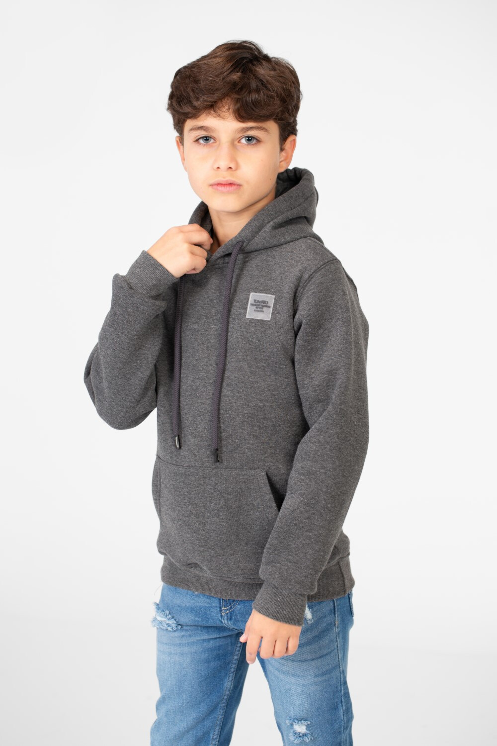 Boy's Basic Tomato Sweatshirt With Kangaroo Pocket