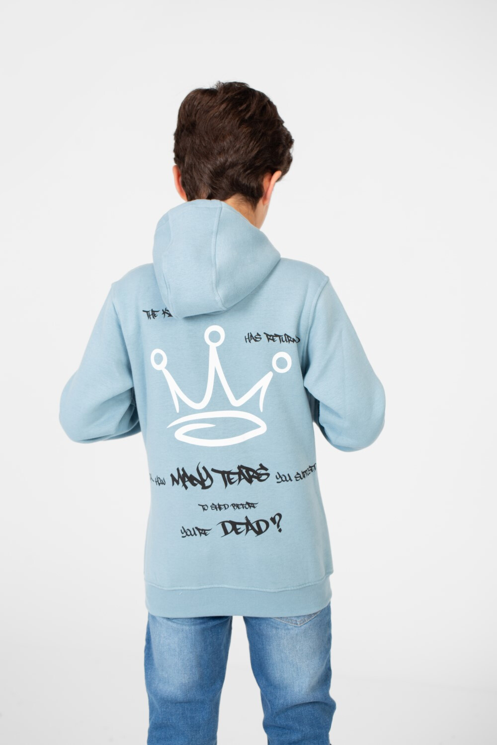 Boy's Hoodie Sweatshirt With Crown Print And Front Pocket
