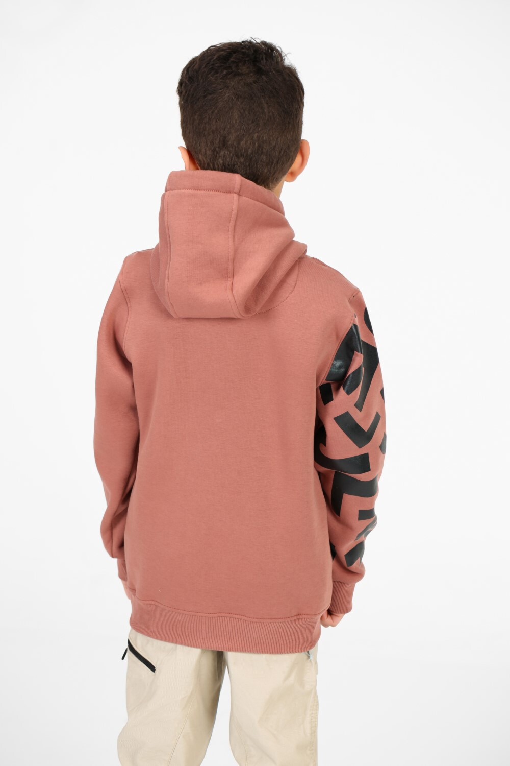Boy's Sleeve And Pocket Printed Hoodie Sweatshirt