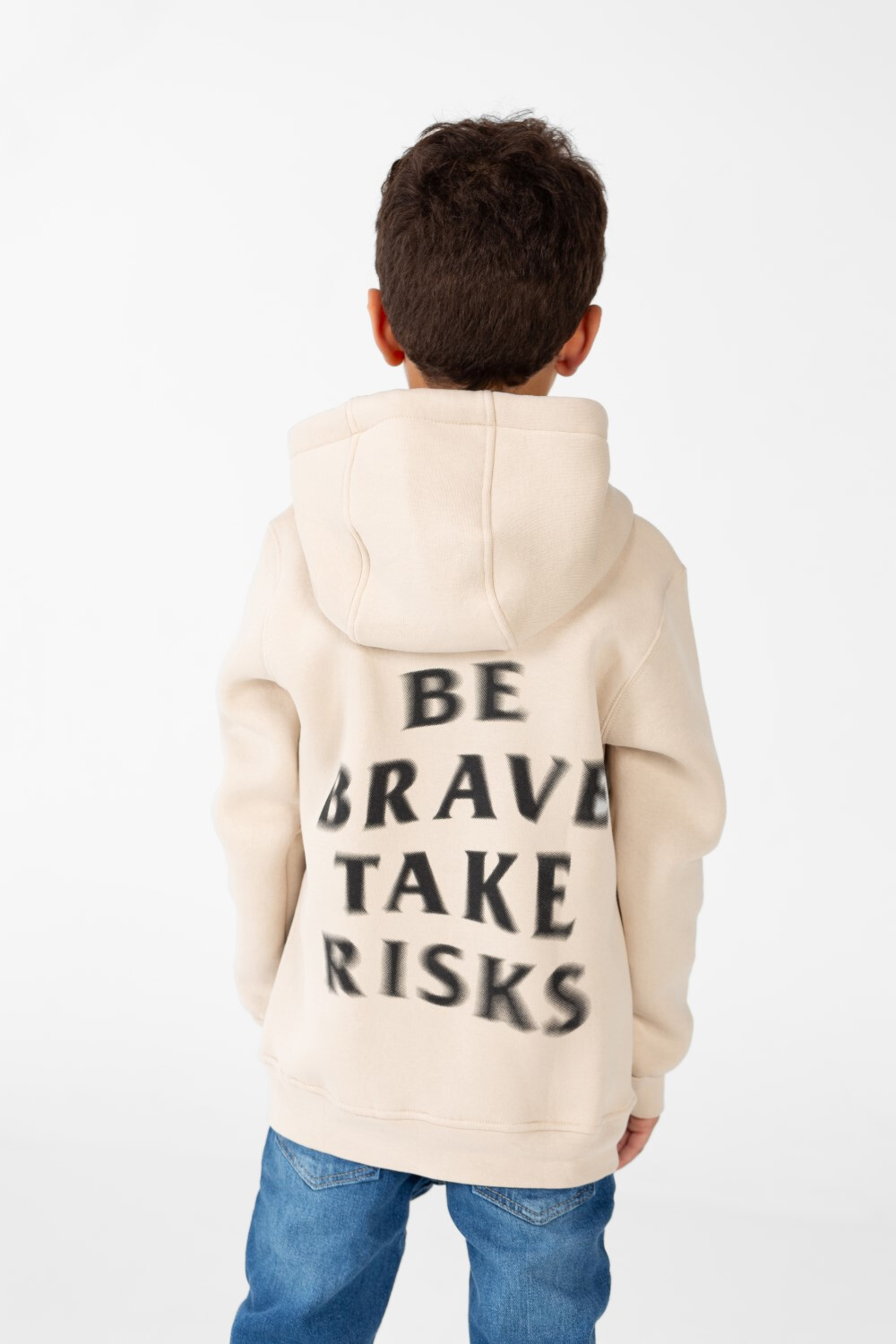 Boy's Sweatshirt With Text Print And Front Pocket