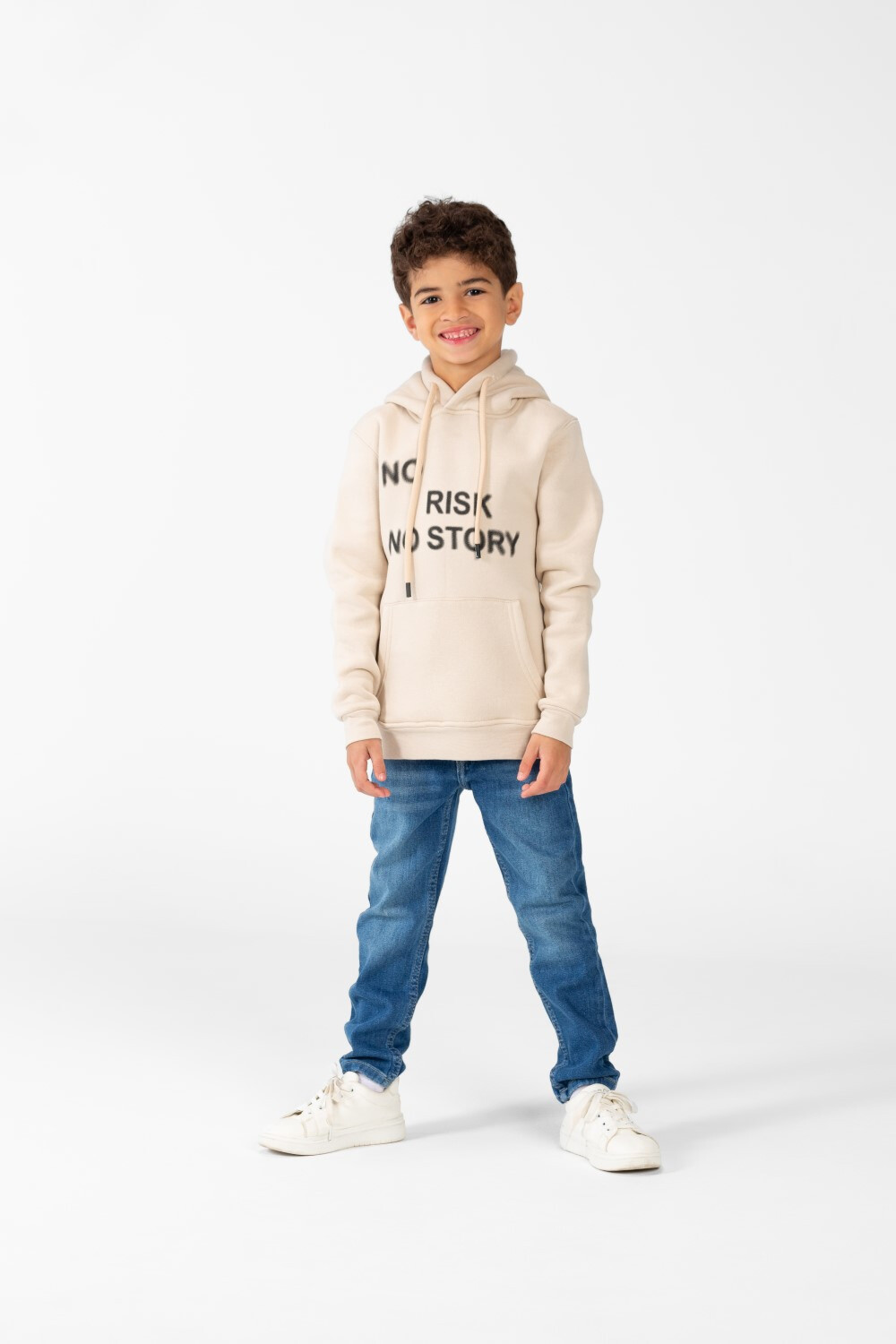 Boy's Sweatshirt With Text Print And Front Pocket