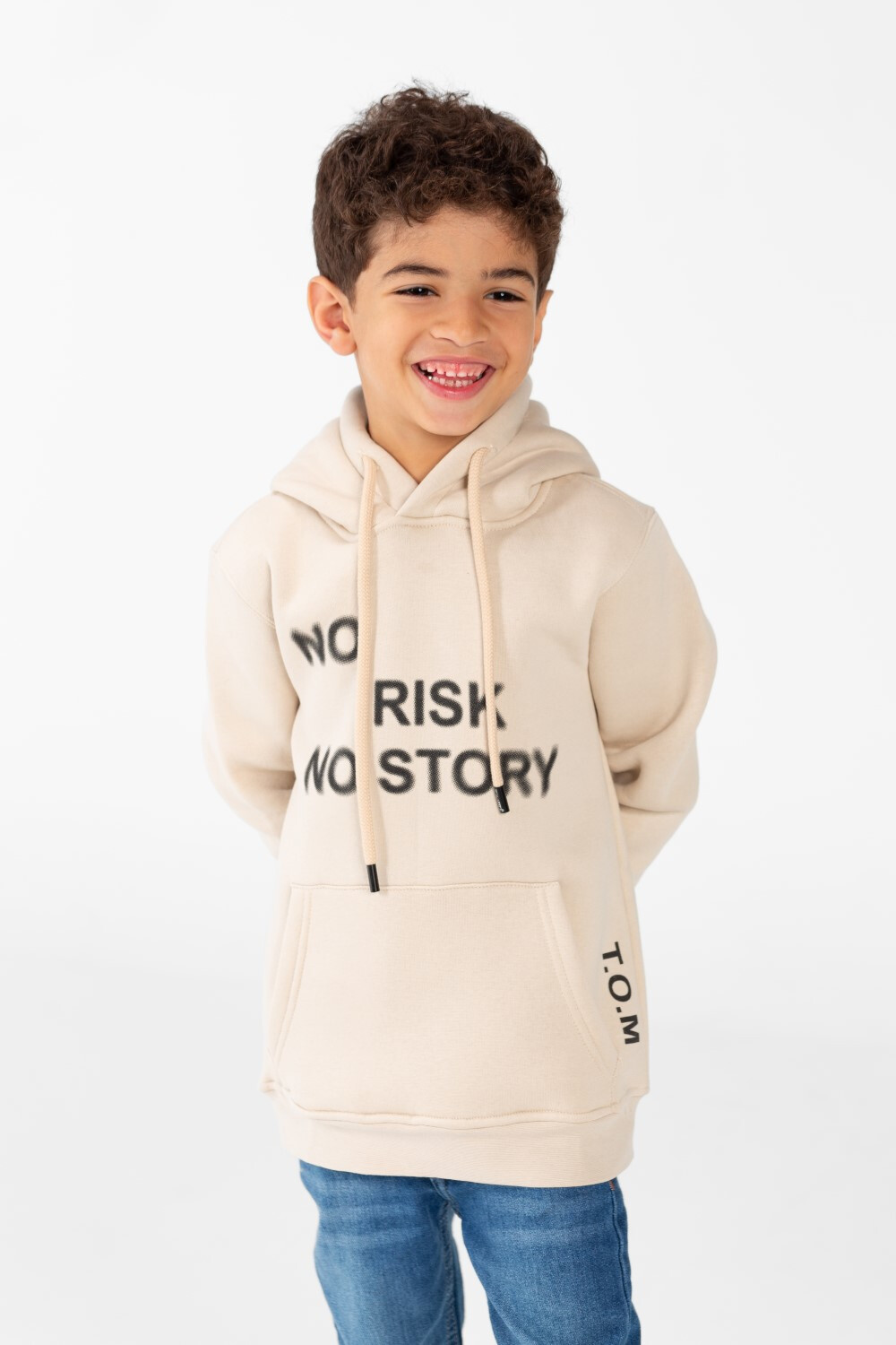 Boy's Sweatshirt With Text Print And Front Pocket